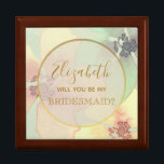 Vattenfärgsruta, Blommigt Bridesmaid Frieri box Minnesask<br><div class="desc">Enkel,  modern,  elegant,  botanisk grönt Bridesmaid frieri låda med  rosor med vattenfärg.</div>
