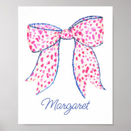 Vattenfärgsruta för Rosa Polka-punktfält Poster