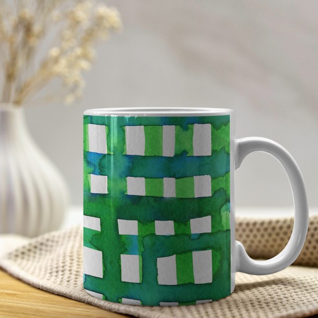 Vattenfärgsrutnät - grönt kaffemugg (Skapare uppladdad)