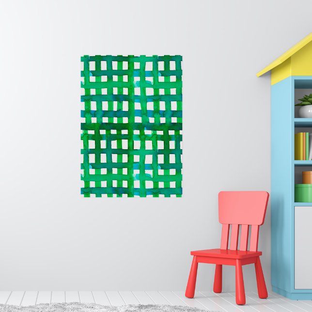 Vattenfärgsrutnät - grönt poster (Barnkammare 1)