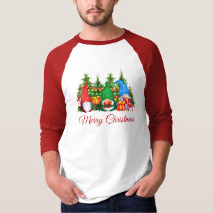 Vattenfärgsrutor Röda God jul T Shirt