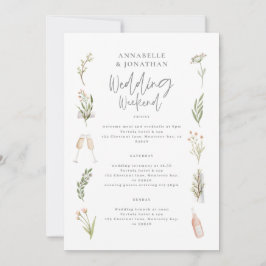 Vattenfärgsrutt blommigt bröllop helg