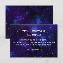 Vattenfärgsrymd och stjärnor. Planetarium-födelsed Tack Kort