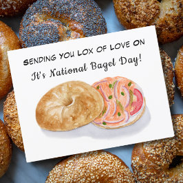 Vattenfärgssäckar Röke Salmon Nationell Bagel Day Vykort