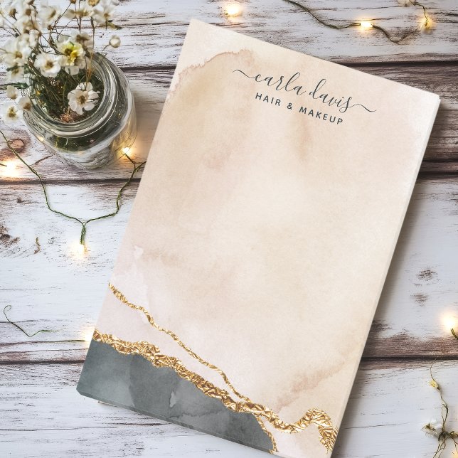 Vattenfärgssalon, svart Guld, Rosa, vattenfärgsfär Post-it Block (Skapare uppladdad)