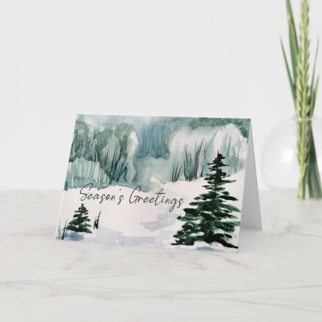 Vattenfärgssäsongens hälsningar Vintervikt Helgkort (Framsida)