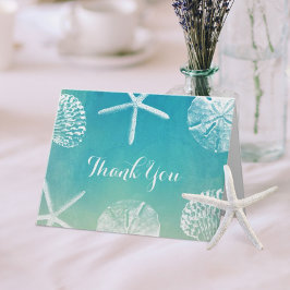 Vattenfärgsseasheller Beach-bröllopTack Tack Kort