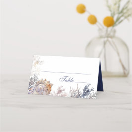 Vattenfärgsseasheller koraller Bröllop Placeringskort