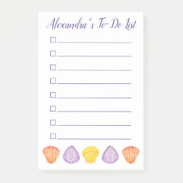 Vattenfärgsseasheller med Namn Listicle Post-it Block