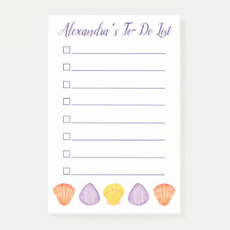 Vattenfärgsseasheller med Namn Listicle Post-it Block