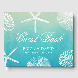 Vattenfärgsseashells Beach Wedding Gästböcker