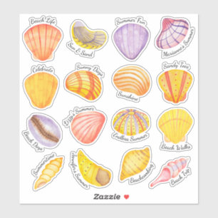 Vattenfärgsseashells Vinyl Stickers Klistermärken
