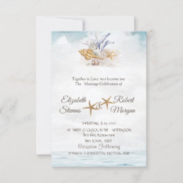 Vattenfärgssediment,Havsbröllop - inbjudan