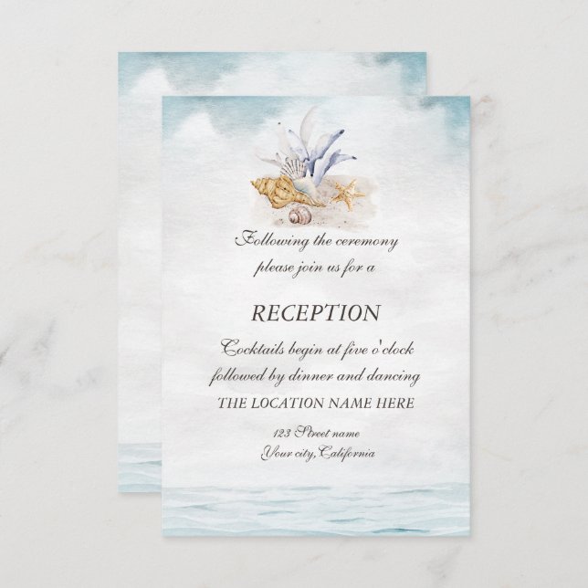 Vattenfärgssediment,Havsmottagning Inbjudningar (Fram/baksida)