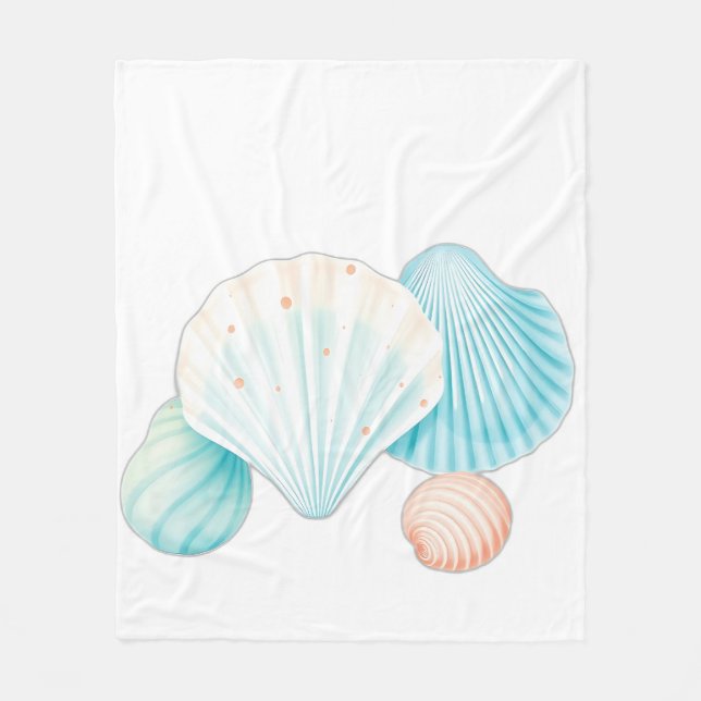 Vattenfärgssediment i Aqua och Coral Fleecefilt (Framsidan)