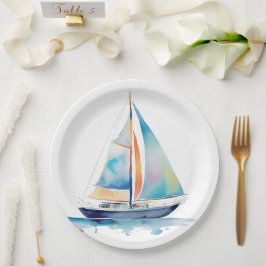 Vattenfärgssegelbåt