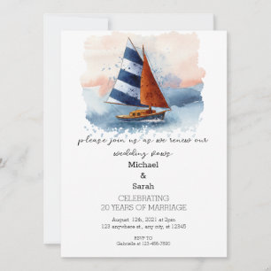 Vattenfärgssegelbåt Bröllop Vow Renewal Inbjudningar