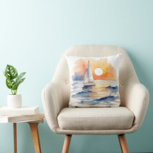 Vattenfärgssegelbåt Nautical Sunset Ocean
