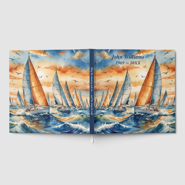 Vattenfärgssegelbåt Regatta för Memorial Service Gästböcker (Full)