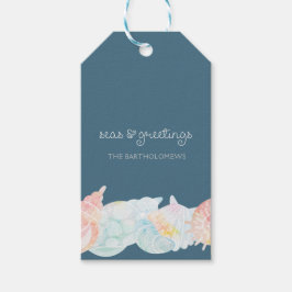 Vattenfärgssegelhav och Hälsning Gift-Märkre Presentetikett