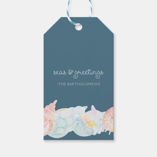 Vattenfärgssegelhav och Hälsning Gift-Märkre Presentetikett (Framsidan)