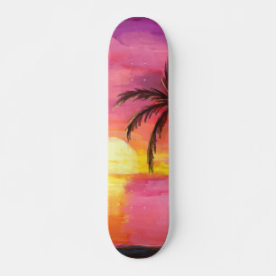 Vattenfärgssegment Sunset Skateboard