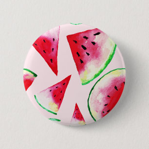 Vattenfärgssegment Watermelon Slice Mönster Knapp