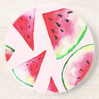 Vattenfärgssegment Watermelon Slice Mönster Underlägg
