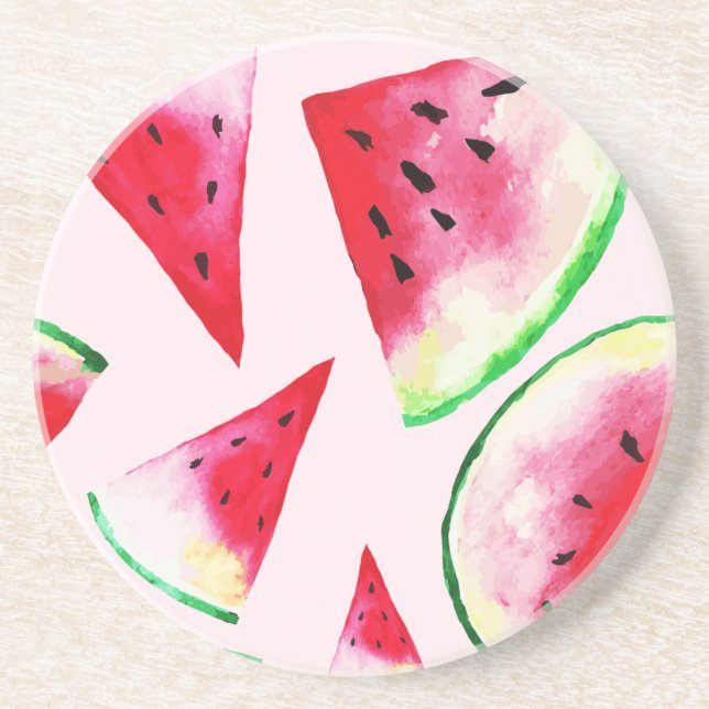Vattenfärgssegment Watermelon Slice Mönster Underlägg (Framsidan)