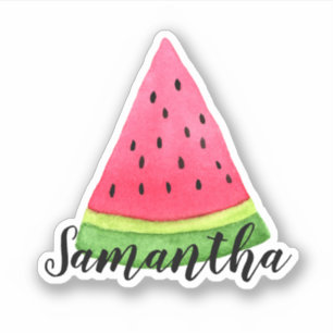Vattenfärgssegment Watermelon Slice Namn Klistermärken