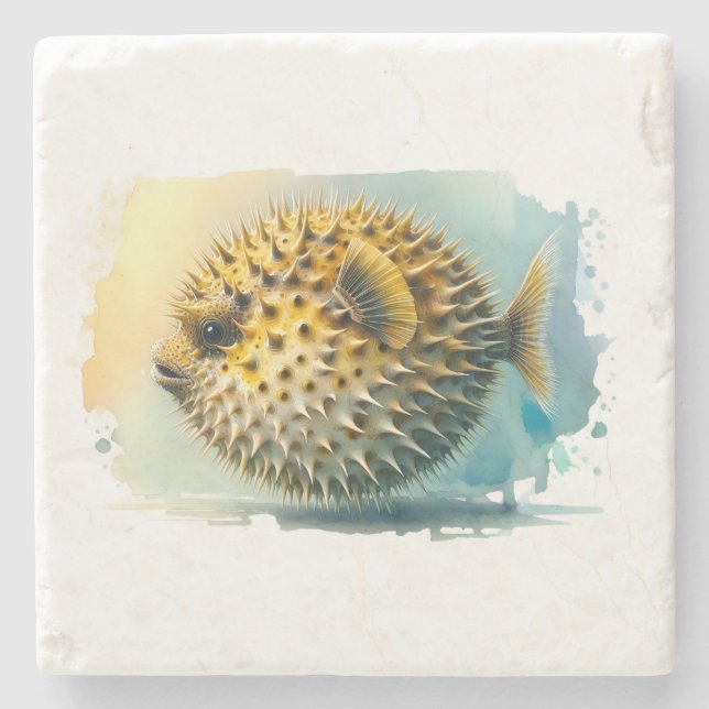 Vattenfärgsserie: Blodfisk Stenunderlägg (Framsidan)