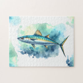 Vattenfärgsserie: Makrill Pussel