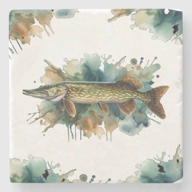 Vattenfärgsserie: Pike Stenunderlägg (Framsidan)