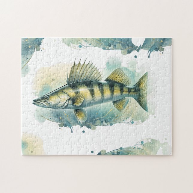 Vattenfärgsserie: Zander/Walleye Pussel (Horisontell)