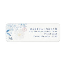 Vattenfärgssetikett Blåa blommor