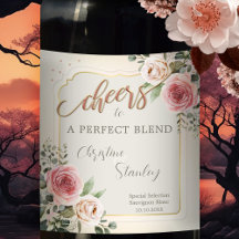 Vattenfärgssetikett Ro Cheers Bröllop Vin