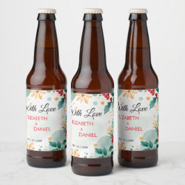 Vattenfärgssetiketter Bröllop Beer Flaska Ölflaska Etikett