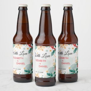 Vattenfärgssetiketter Bröllop Beer Flaska Ölflaska Etikett
