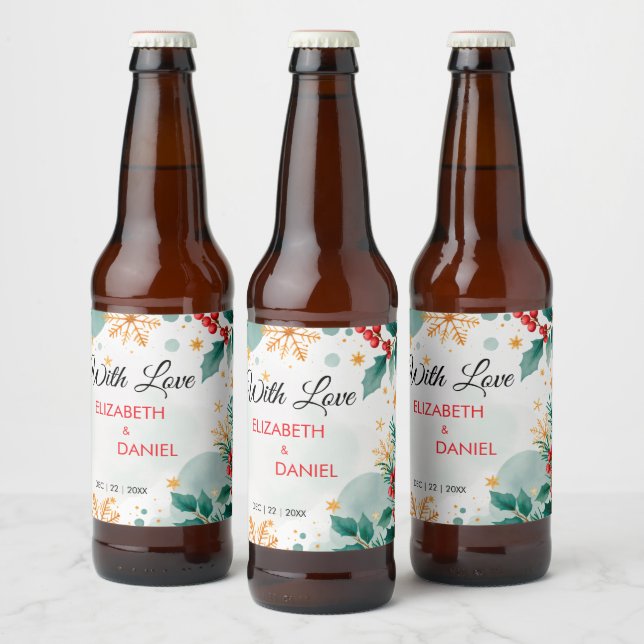 Vattenfärgssetiketter Bröllop Beer Flaska Ölflaska Etikett (Flaskor)