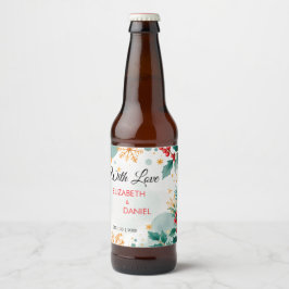 Vattenfärgssetiketter Bröllop Beer Flaska Ölflaska Etikett