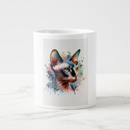 Vattenfärgssfynx Cat Artistic Porträtt Jumbo Mugg