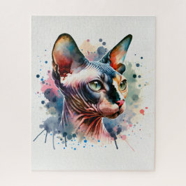 Vattenfärgssfynx Cat Artistic Porträtt Pussel