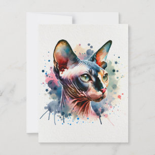 Vattenfärgssfynx Cat Artistic Porträtt Vykort