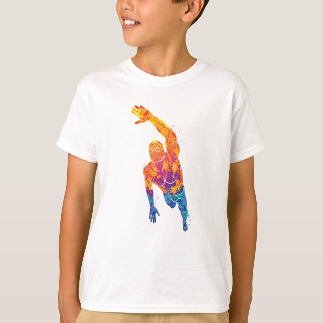 Vattenfärgssimmer-sporter T Shirt (Framsida)