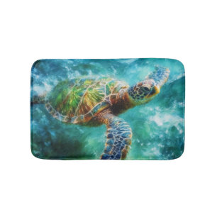 Vattenfärgssimming Sea Turtle Badrumsmatta