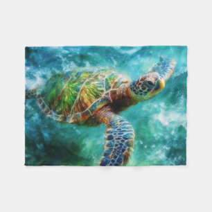 Vattenfärgssimming Sea Turtle Fleecefilt