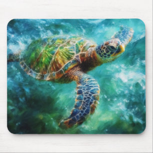 Vattenfärgssimming Sea Turtle Musmatta
