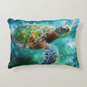 Vattenfärgssimming Sea Turtle Prydnadskudde