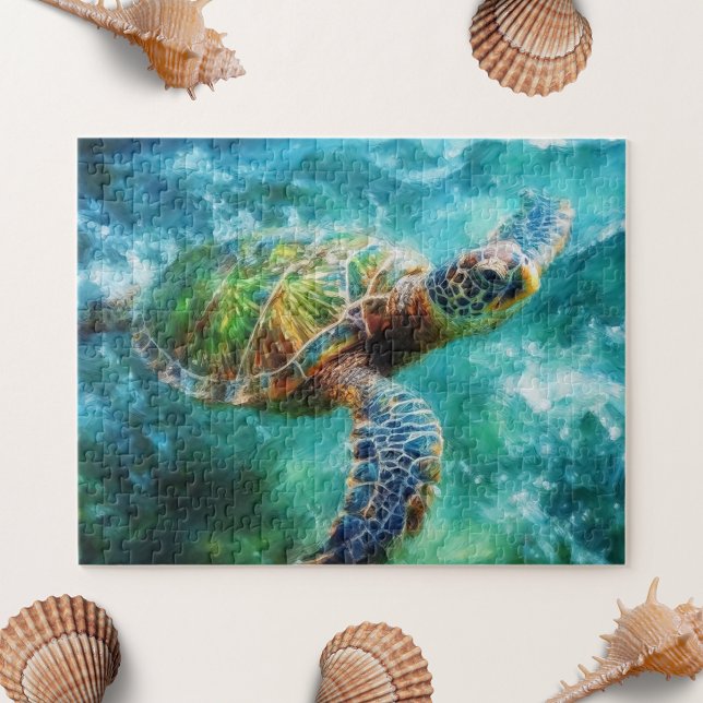 Vattenfärgssimming Sea Turtle Pussel (Skapare uppladdad)