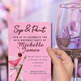 Vattenfärgssip och färgton Art-födelsedag Inbjudningar